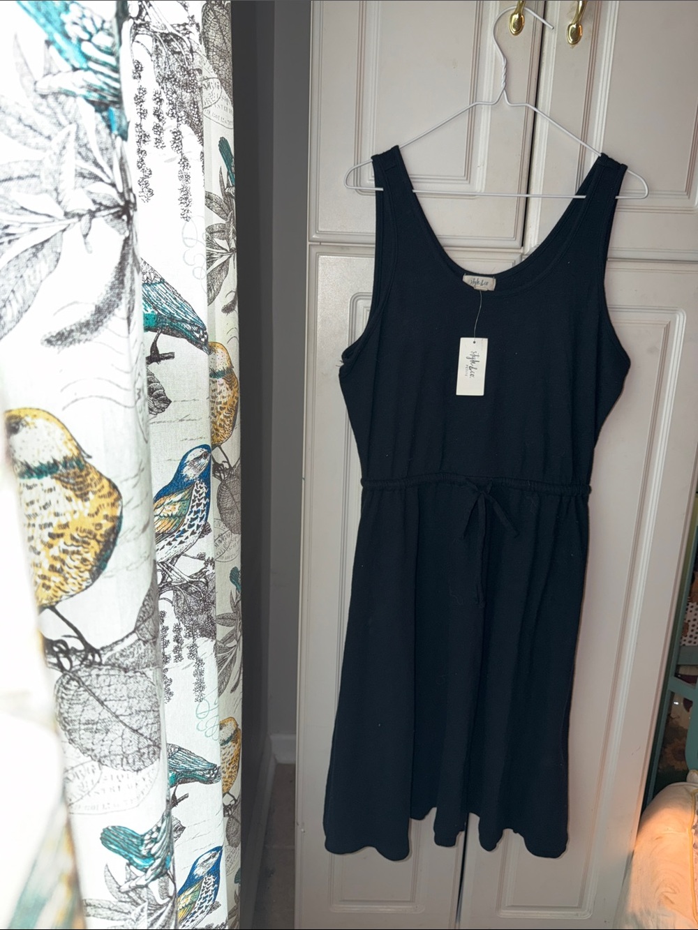 Style & Co. Black Sleeveless Drawstring Midi Dress